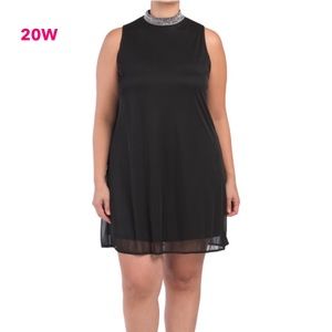 New JESSICA LONDON Beaded Mockneck Trapeze Dress